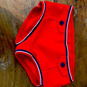 Red vintage bathing suit shorts